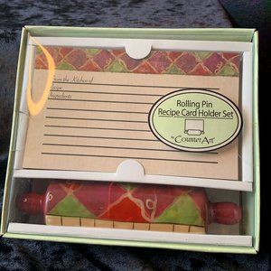 Rolling Pin Recipe Card Holder Set